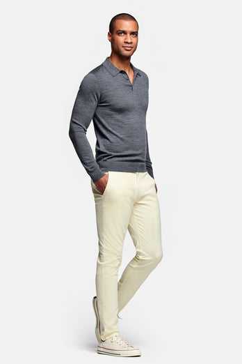 Limoncellos * Die Longs light yellow stretch cotton men's trousers | MR MARVIS