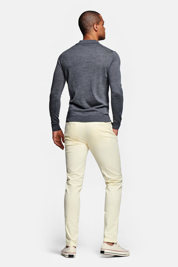 Limoncellos * Die Longs light yellow stretch cotton men's trousers | MR MARVIS