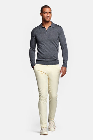 Limoncellos * Die Longs light yellow stretch cotton men's trousers | MR MARVIS