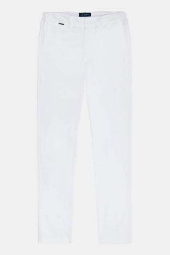 all white stretch cotton men's trousers | MR MARVIS