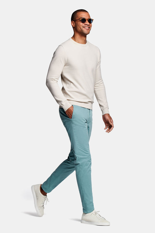 blue green stretch cotton men's trousers | MR MARVIS